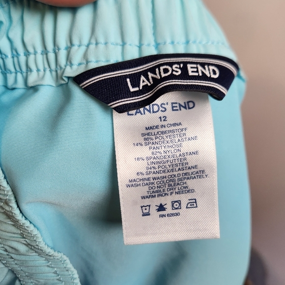 Lands End Turquoise Blue Swim Shorts Cover-Up Swimsuit Bottoms Womens Size 12 - Picture 6 of 7